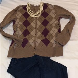 Plaid and Plum brown hued Sweater